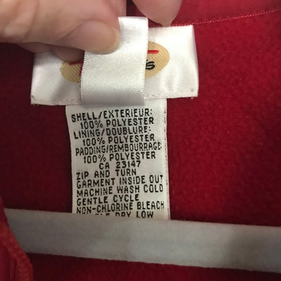 Talbots Fleece Quilted Red Vest, Size Large - Picture 4 of 4